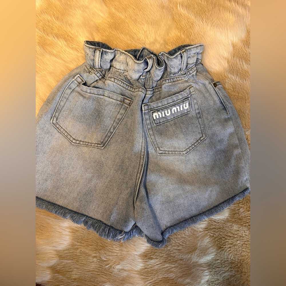 Miu Miu Light Blue Jean Shorts